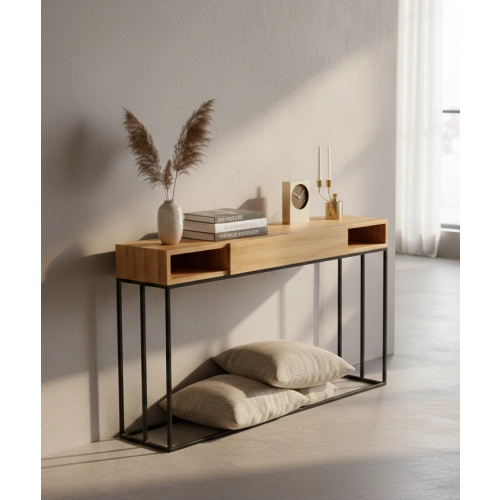 KONSOLA Z SZUFLADĄ DREWNO LITE DĄB OLCHA SKD-281